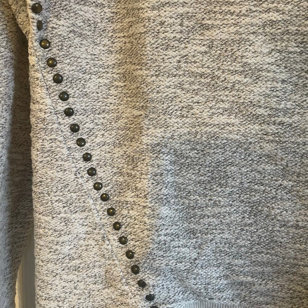 Lucky Lotus Sweater Beige metallic Knit Pullover Embellished Studded Ladies Sz L - Picture 14 of 14